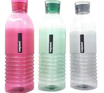 Nayasa Plastic Water Fridge Bottle Set 1 liter Multicolor Set Of 3