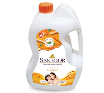 Santoor Classic Gentle Hand Wash with Natural Goodness of Sandalwood & Tulsi| Rich Lathering Formula With Anti-Bacterial Properties| Soft on Hands| Soothes & Hydrates Skin (5000ml)