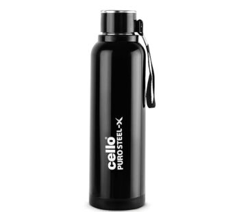 Cello Puro Steel-X Benz 900 | Leak Proof| Wide Mouth & Easy to Open | Insulated Inner Steel Outer Plastic Water Bottle | 730ml