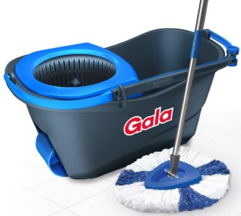 Gala Turbo Spin Mop Removes over 99% bacteria,Triangular head & Easy big wheel with 2 Refills,Floor Cleaning Mop stick with Bucket, pocha for floor cleaning, Mopping Set (Grey and blue),