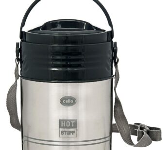 Cello HOT Stuff-3 Stainless Steel Insulated Lunch Carrier, Colour- Grey,3 Containers