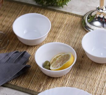 La Opala, Ivory Collection, Opal Glass Vegetable Bowl Set 6 pcs, Plainware, White