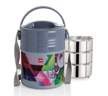 Cello Stainless Steel Lunch Box Set, 355ml, Set of 3, Grey