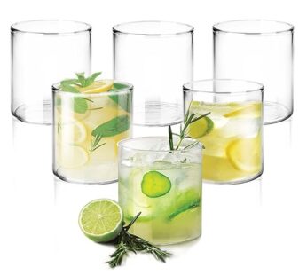 Treo by Milton Vector Borosilicate Glass Tumbler, Set of 6, Transparent