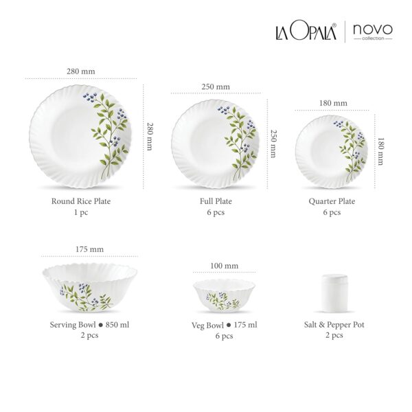 La Opala, Novo Collection, Opal Glass Dinner Set 23 pcs - Image 3