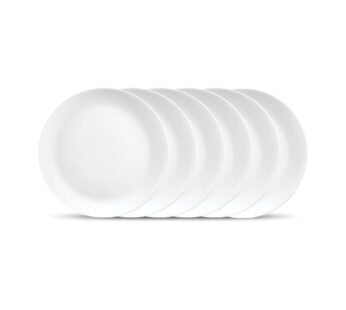 La Opala Diva Cosmo Collection Opal Glass Crockery | Quarter Plate Set of 6 | Plain White Side Plate for snacking & gifting | Microwave Safe | 100% Vegetarian | Extra Strong | Super Light & White