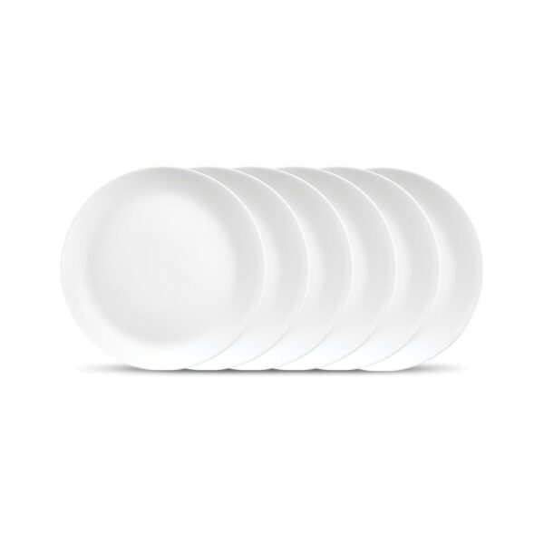 La Opala Diva Cosmo Collection Opal Glass Crockery | Quarter Plate Set of 6 | Plain White Side Plate for snacking & gifting | Microwave Safe | 100% Vegetarian | Extra Strong | Super Light & White