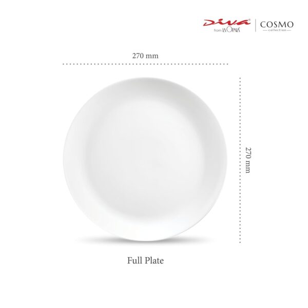 La Opala Diva Cosmo Collection Opal Glass Crockery | Quarter Plate Set of 6 | Plain White Side Plate for snacking & gifting | Microwave Safe | 100% Vegetarian | Extra Strong | Super Light & White - Image 3