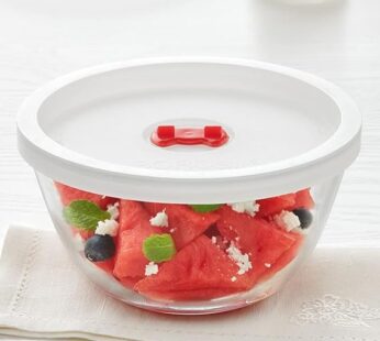 Borosil Glass Mixing & Serving Bowls With Lids, Oven & Microwave Safe Bowl, Borosilicate Glass, Clear