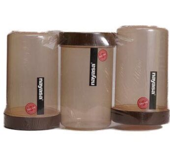 Nayasa Retro Kitchen Container Box ( Brown -1000ml, Pack of 3, Plastic)