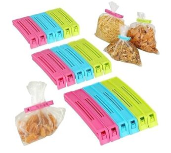 Drasti Impex 3 Different Size Plastic Food Snack Bag Pouch Clip(Each Size 6 Clip-18Pc)|Large, Medium, Small Snack Seal (Multi Color) (Pack of 1)