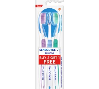 Sensodyne Toothbrush: Sensitive tooth brush with soft rounded bristles for adults, 3 pieces (Manual,Multicolor,Buy 2 Get 1 free)