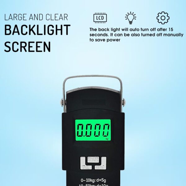 Electronic Portable Fishing Hook Type Digital LED Screen Luggage Weighing Scale, 50 kg/110 Lb (Black - Image 2