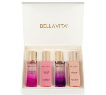 Bella Vita Luxury Woman Eau De Perfume Gift Set 4×20 ml for Women with Date, Senorita, Glam, Rose Perfume|Floral, Fruity Long Lasting EDP Fragrance Scent