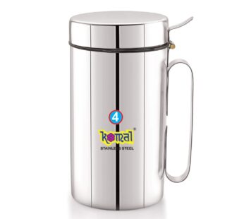 Komal White Cap Stainless Steel Oil Can Super Deluxe