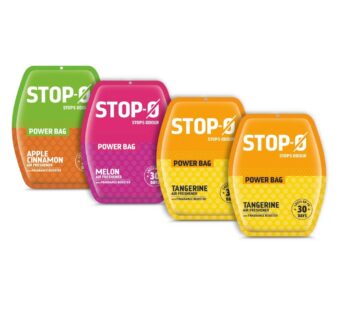 Stop-O Power Bag Bathroom Air Freshener – 40 G (10Gx4) | Assorted Pack | Refreshing, Lasting Fragrance | Melon, Apple Cinnamon, Tangerine | Lasts Upto 30 Days Gel