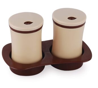 Sonal – Sprinkle Salt & Pepper Jar with Stand (Elegant Shape) – Plastic – 2 Piece Salt & Pepper Set (Plastic) (Beige)