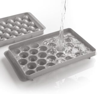 Joyo Round Ball Ice Tray with Lid | Ice Ball Maker for Fresh Juice, Mocktails, Whiskey, Cocktails, Tea & Coffee | Easy Release I Stackable in Freezer |