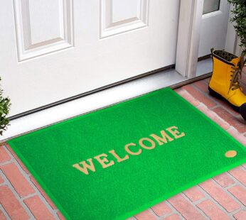 Indoor Outdoor Anti-Slip Welcome Rubber Door Mat, Welcome Mat, 23″x15″ (Green)