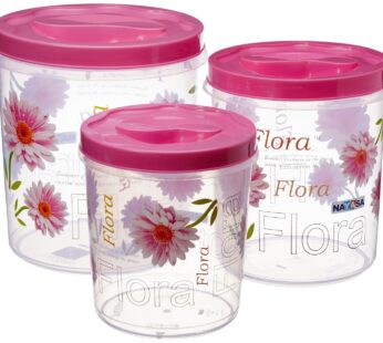 Nayasa Flora Plastic Container, 3 Pieces, Pink