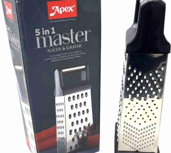 Apex 5 in 1 Stainless Steel Master Slicer & Grater with Anti Slip Base Ring Bundled with Wike Cleaning Cloth