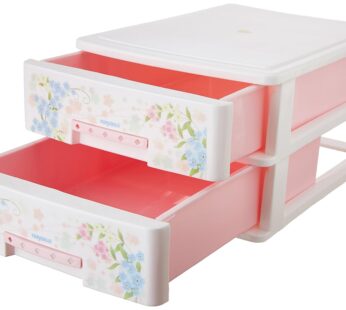 Nayasa Plastic Tuckins 2 Pieces Drawer (Pink, 19.5 cm x 27.5 cm x 14 cm)