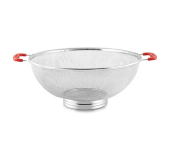 Tiger | Colander for Kitchen | Stainless Steel 202 Grade Wire Mesh Strainer | Multipurpose Basket | Fancy Plastic Handles | Easy to Carry | for Fruits & Vegetables | Silver |