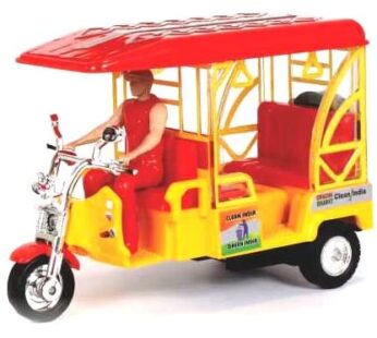 Online Collections Plastic Toy E-Rickshaw Battery auto, Pack of 1, Pull Back Toy, Weight Around 100 Grams & Length 10 CM. Color. (Multi)