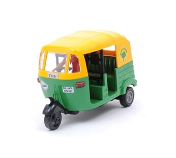 Plastic Pull Back Action Auto Rickshaw Toy for Kids | Friction Powered CNG Auto Toy | Miniature Vehicle Toys | Ideal Gift for Kids – Multicolor (Pack of 1)