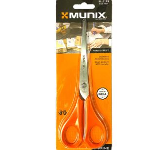 Munix SL-1173 185 mm /7.2″ Stainless Steel Scissors | Pointed Tip with Shock Proof Body | Ergonomic & Soft Handles for Easy Handling |