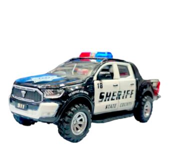 SABIRAT Pull Back Action Sheriff State County Police Car, Emergency Squad, Openable Tailgate & Doors