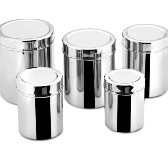 ROYAL SAPPHIRE Stainless Steel Canister – 250ml, 400ml, 650ml, 800ml, 1 L, 5 Pieces, Silver