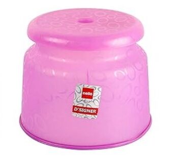 Cello Plastic Designer Stool, Standard, Pink, Set of 2