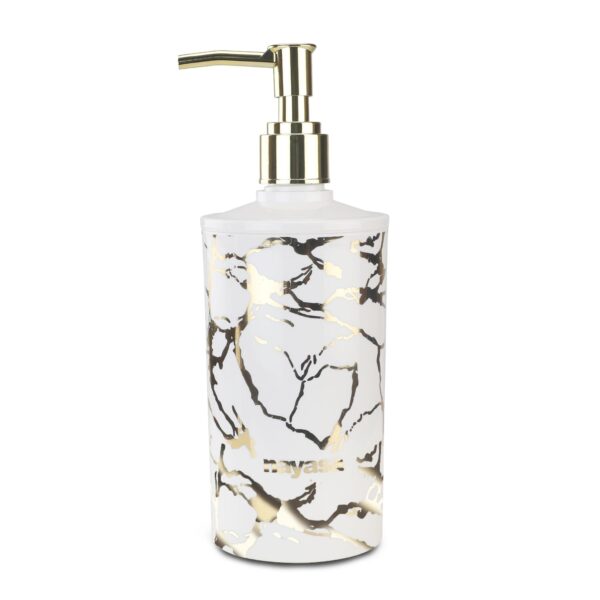 Nayasa Stylo Soap Dispenser , Classy Marble Finish Foil Print Liquid Soap Dispenser with Pump, Can Be Used for Handwash, Lotion, Sanitizer, Shampoo, for Home & Kitchen, Gold