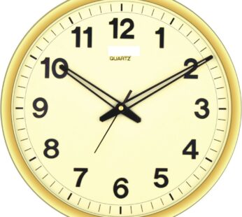 OFFICE WALL CLOCK ROUND  (white/golden)