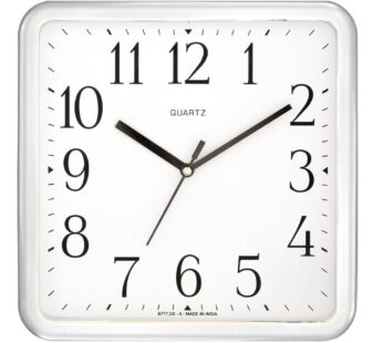ANALOCK WALL CLOCK SQUARE SHAPE WITH GLASS | WHITE SILVER